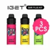 Purchase the 3 Pcs IGET Bar Plus Kit, available at a bulk discount in Australia. This kit includes three flavorful options.