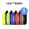 A vibrant assortment of colorful bottles filled with an array of IGET MOON K5000 flavors.
