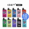 A vibrant assortment of  IGET Bar Bundles 10 PCS that are perfect for vape enthusiasts.
