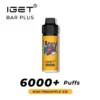 The Iget Bar Plus 6000 Puffs delivers a refreshing Kiwi Pineapple Ice experience, offering an extended flavor journey.