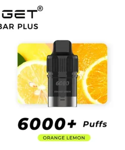 Sporting a vibrant orange backdrop, the IGET Bar Plus Pod offers 6000+ puffs of Kiwi Pineapple Ice flavor, delivering an unbeatable vaping experience.