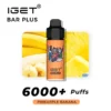 The IGET Bar Plus 6000 Puffs - Pineapple Banana vape offers a luscious pineapple banana flavor, enhanced by vibrant fruit slices, and delivers over 6000 puffs.