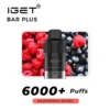 Explore the IGET Bar Plus Pod 6000 Puffs in Kiwi Pineapple ice flavor, featuring notes of Raspberry Berry with hints of raspberries and blueberries for a refreshing experience.