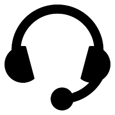 Icon of the "Contact us" product, featuring a black headset with a microphone on a white background.