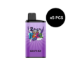 The vibrant purple "GRAPE ICE" vape device showcases a playful cartoon design and highlights "x5 PCS" in a sleek black circle. Discover the new 5 pcs - IGET BAR PRO 10000 Puffs with its colorful and enticing presentation across 13 delicious flavors.